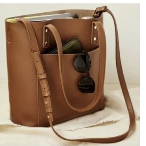 Henny + Lev DANIELLE New Vegan Leather Everyday 2-in-1 Tan Tote Shoulder Bag - Picture 12 of 12